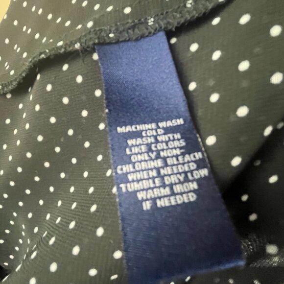 Chaps 3/4 Sleeve Blouse Size M Black White, Polka Dot Print, V-neck with Tie - Picture 8 of 8